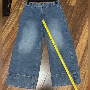H & M barrel capri size 10 vintage utility cuffed denim wide leg quality preppy